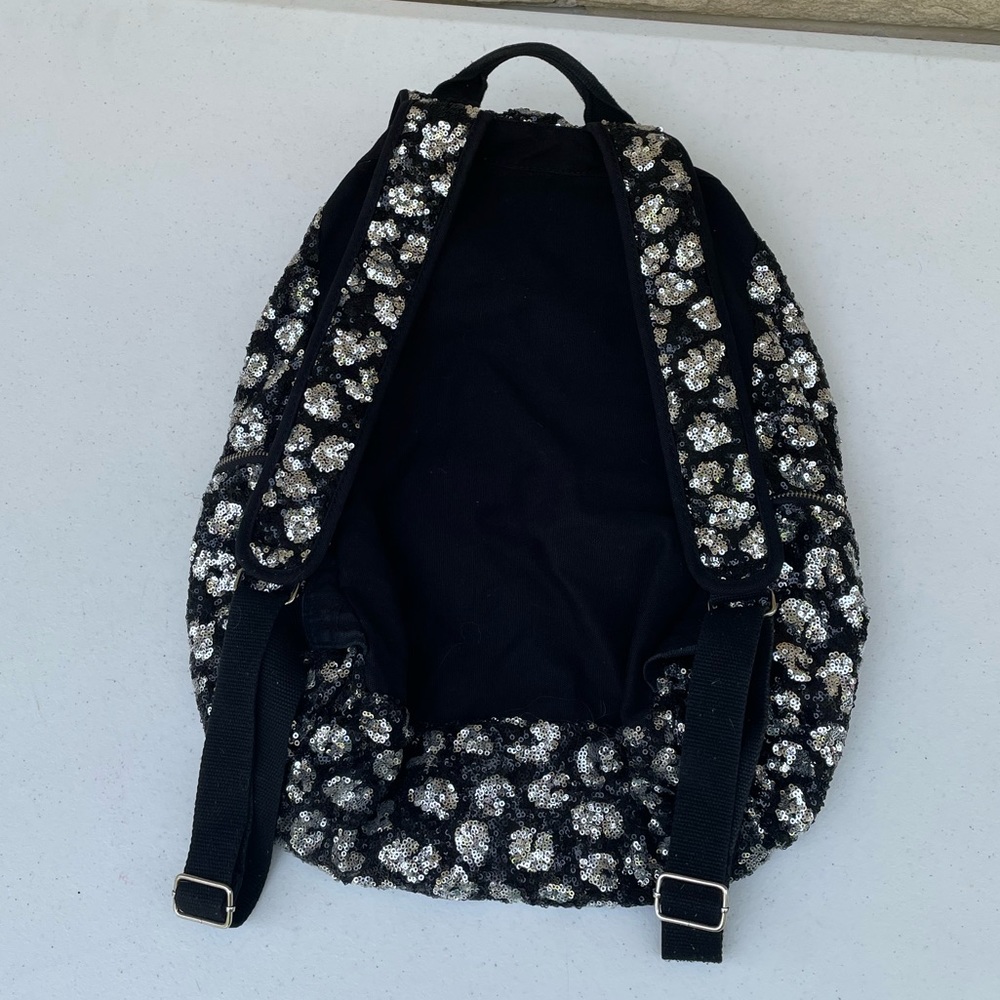 Victoria’s Secret Pink Bling Backpack Sequin Leopard Travel Bag Cheetah Animal - Picture 2 of 14